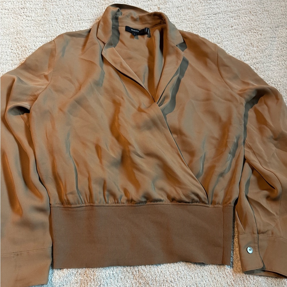 Brown Wrap Blouse crop